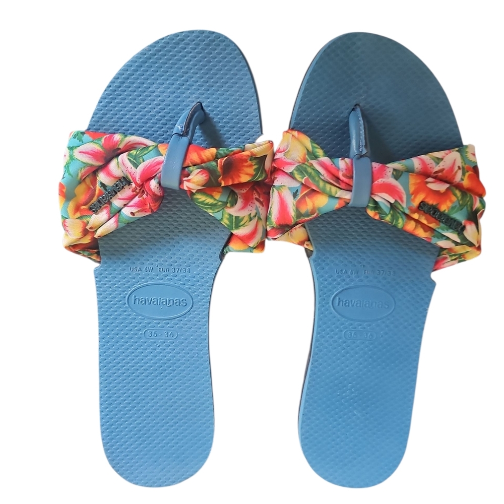 Havaianas You St. Tropez Floral Fabric Strap Flip Flops 35/36 (6)
